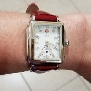 Michele Watches red leather strap w/ dust bag.